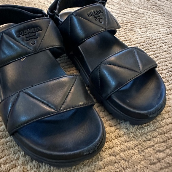 Prada Padded Quilted Leather Sport Black Sandals | Size 39 - Picture 2 of 15